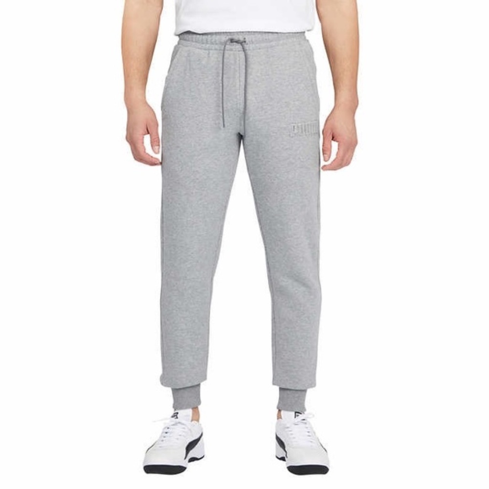 PUMA Men's Gray Jogger Sweatpants with Drawstring and Pockets